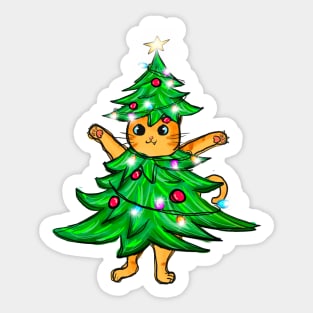 Cat Christmas Tree Sticker